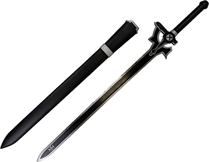 Metal 42" Blade Anime Black Long Sword w/ Wooden Scabbard- CHF1001 (T63645-1)
