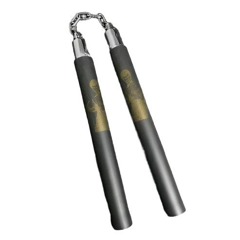 12" Bruce Lee Black Foam Nunchucks w/ Metal Chain - FNC232LE-BK