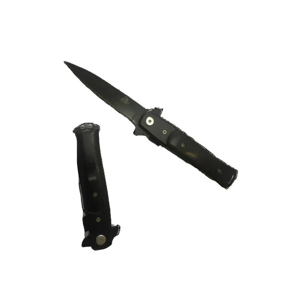 7" Overall Spring Assisted Knife Black w/Black Wood Handle - KS1106BK
