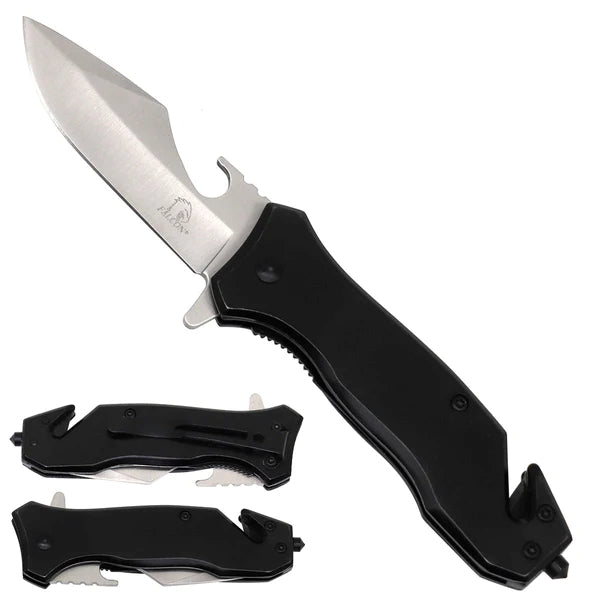 Falcon 6.5" Overall Spring Assisted Knife 3MM mirror gloss titanium blade - KS1476BK