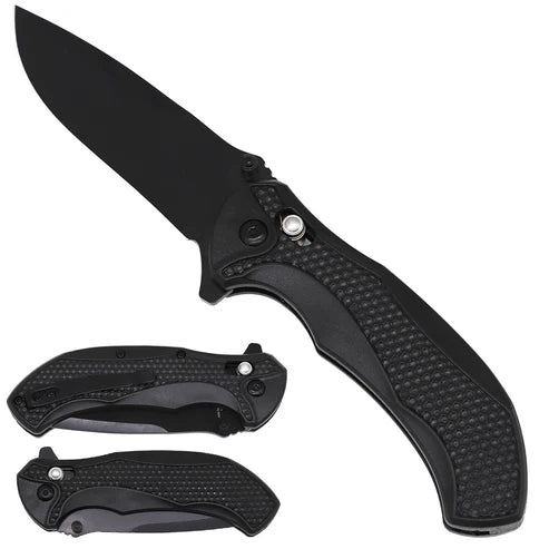 8" Spring Assisted Pocket Knife with Black Handle - KS1510BK
