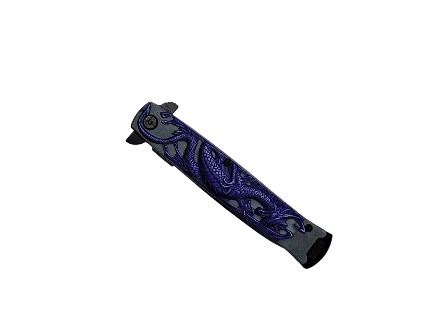 Falcon 8" Overall Spring Assisted Knife W/ Blue Dragon Handle - KS1673PP
