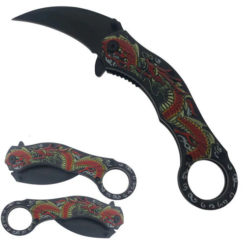 7 3/4" Red Dragon Karambit Knife - KS1703RD