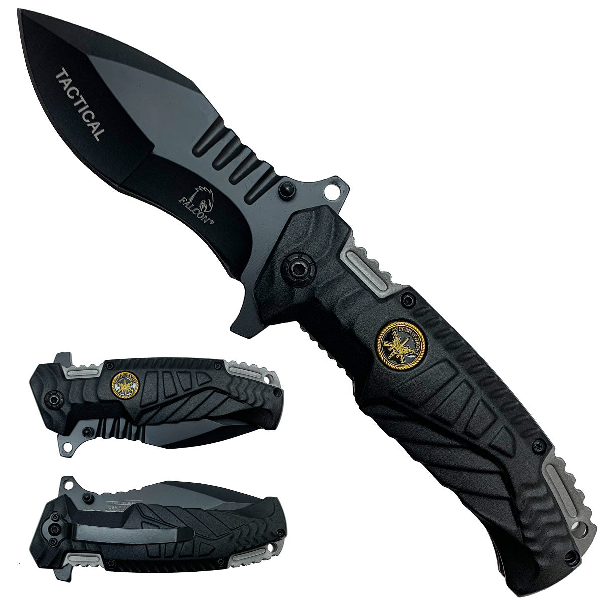 Falcon 8.5" Tactical Folding Pocket Knife (Black)- KS2002BK