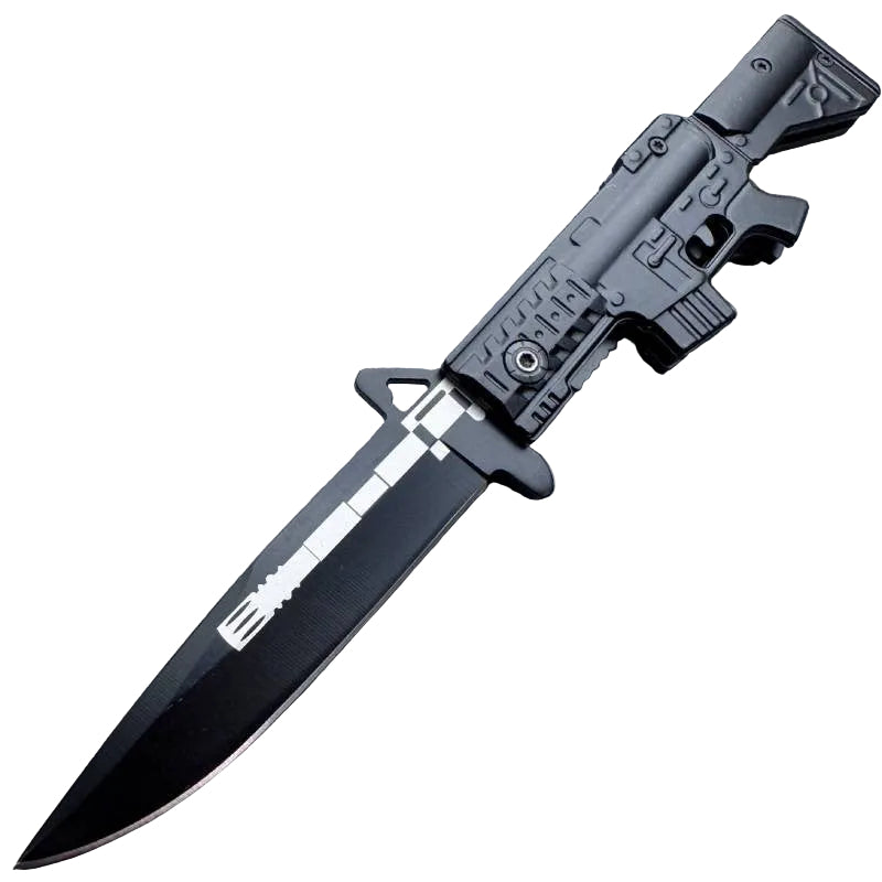 8.25" Black Gun Style Folding Knife – KS2015BK