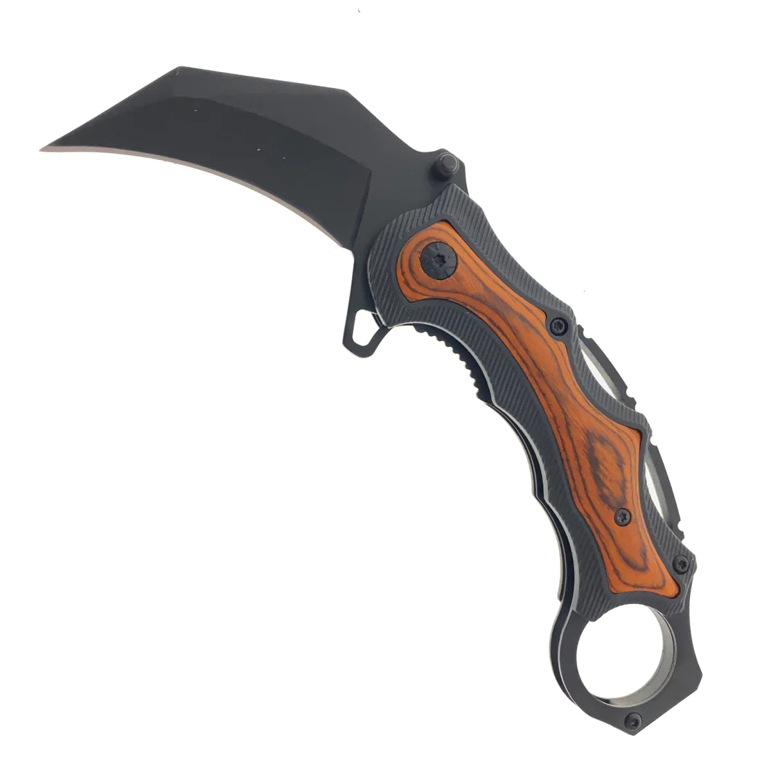 7" Wood Spring Assisted Karambit Wood ABS handle - KS2627WD