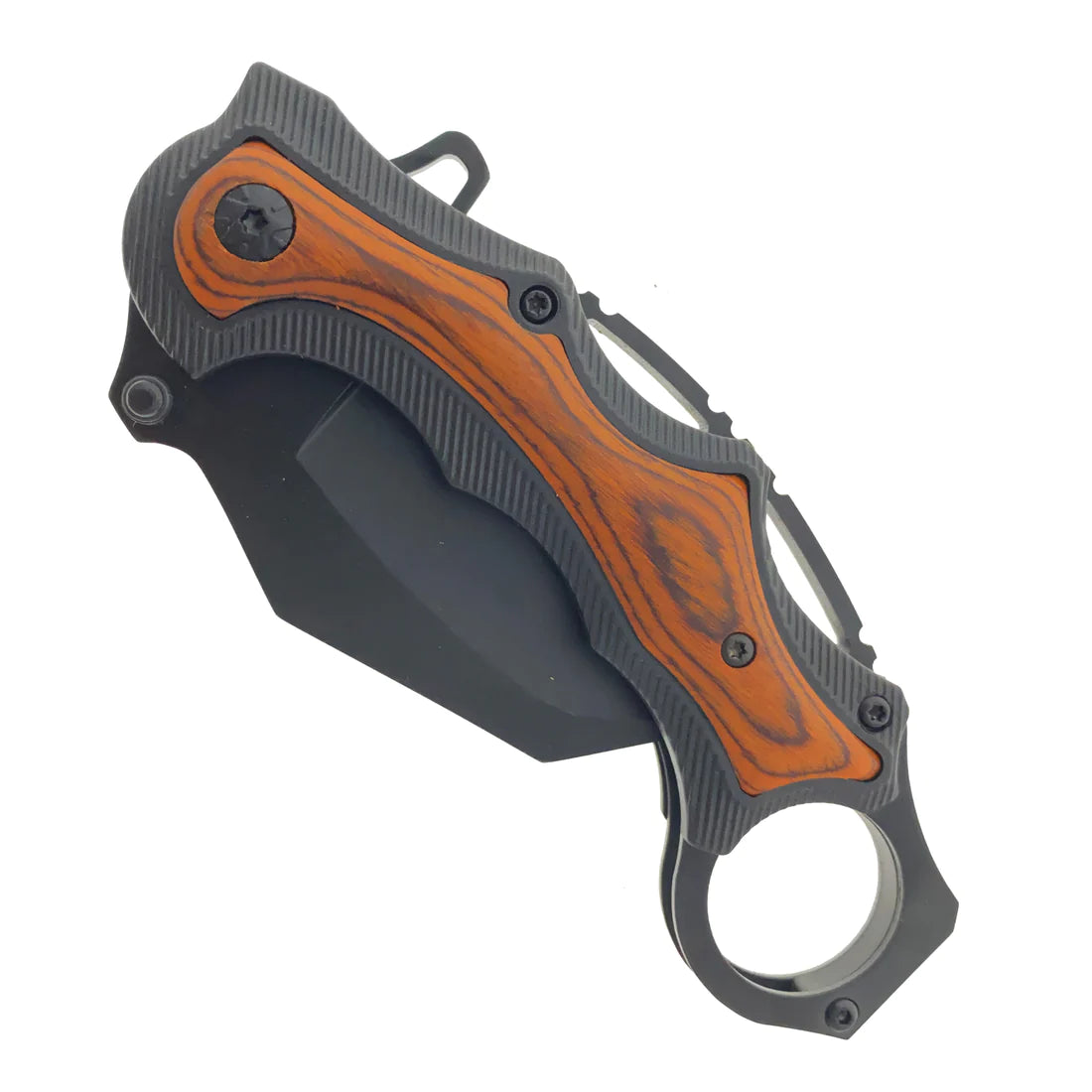 7" Wood Spring Assisted Karambit Wood ABS handle - KS2627WD