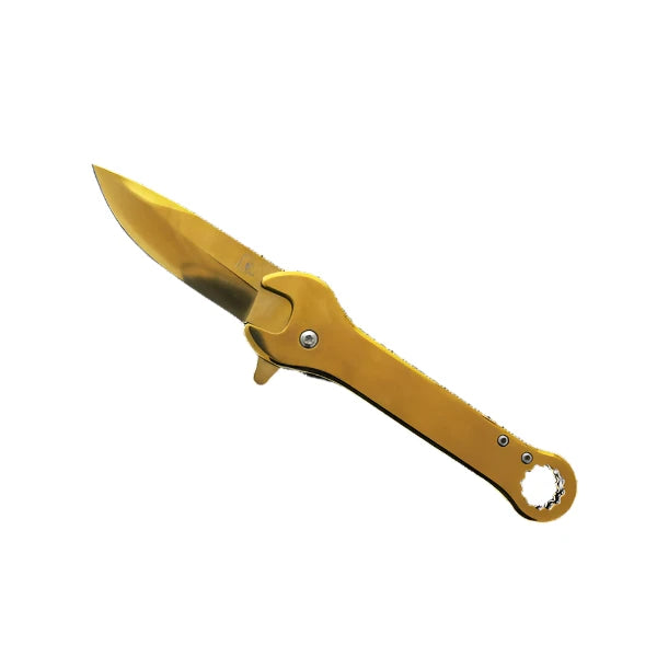 Falcon 7.75" Gold Spring Assisted Knife with 12 mm Wrench Function - KS3096GD