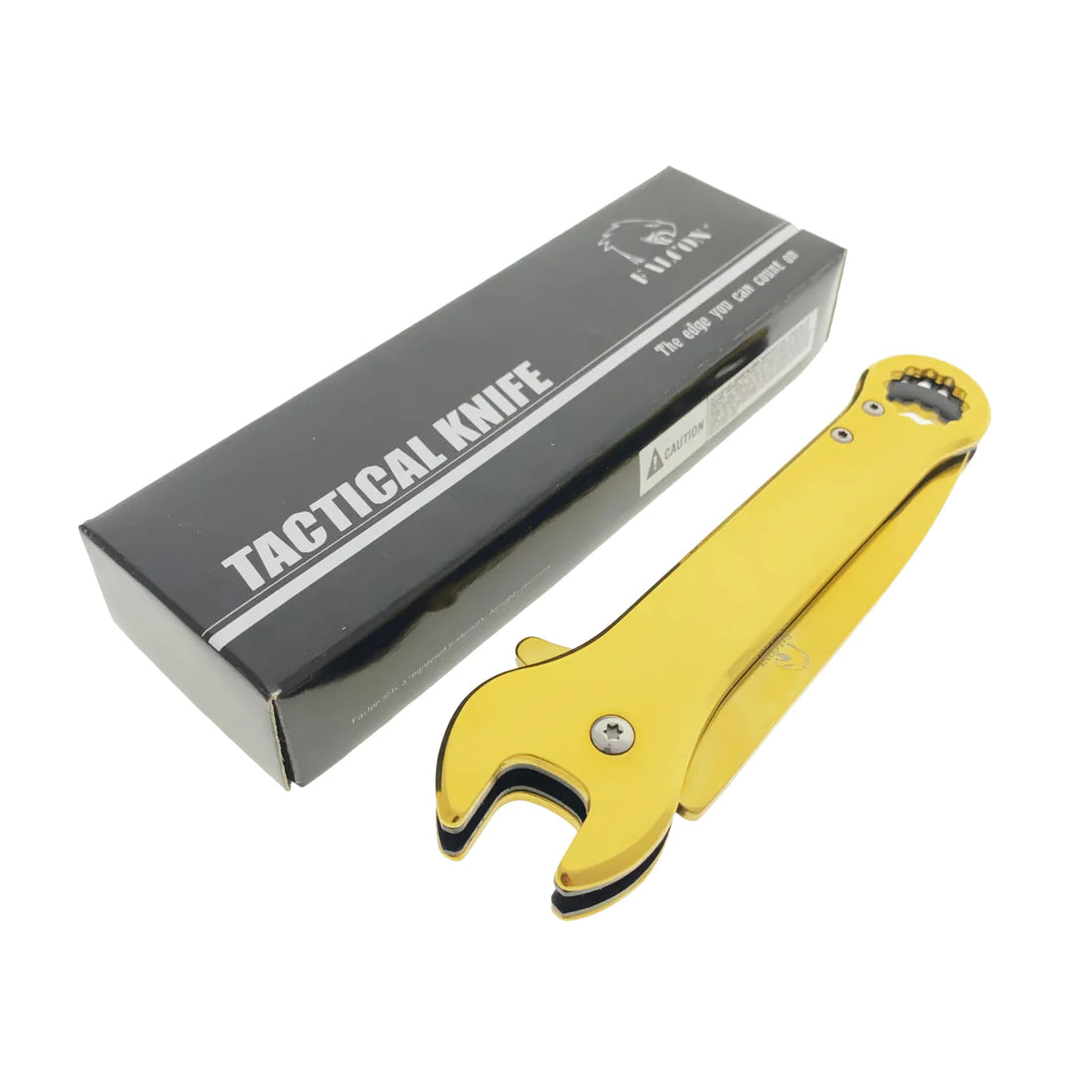 Falcon 7.75" Gold Spring Assisted Knife with 12 mm Wrench Function - KS3096GD