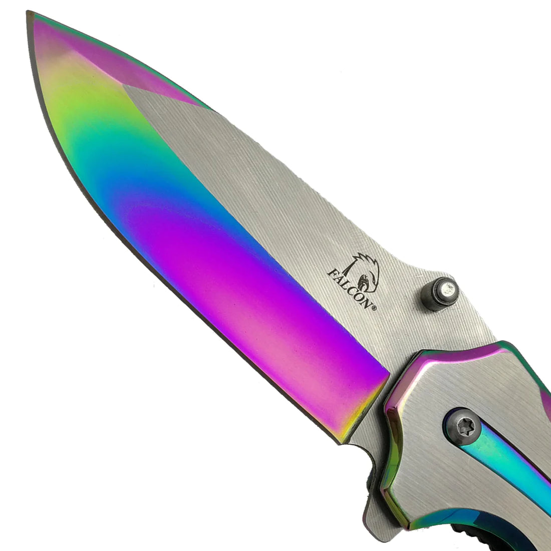 Falcon 7 3/4 Two Tones Silver & Rainbow Metal Handle - KS3309RB