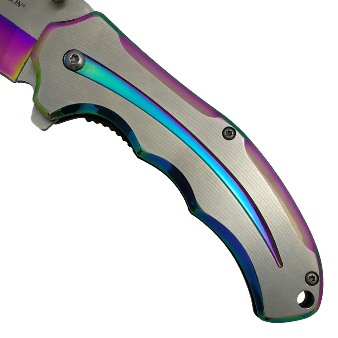 Falcon 7 3/4 Two Tones Silver & Rainbow Metal Handle - KS3309RB