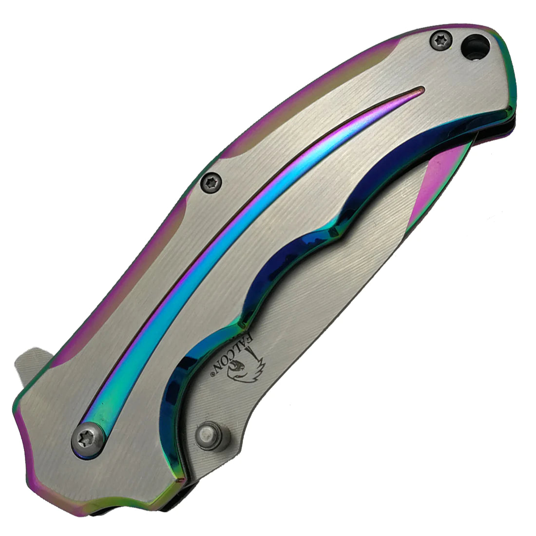 Falcon 7 3/4 Two Tones Silver & Rainbow Metal Handle - KS3309RB