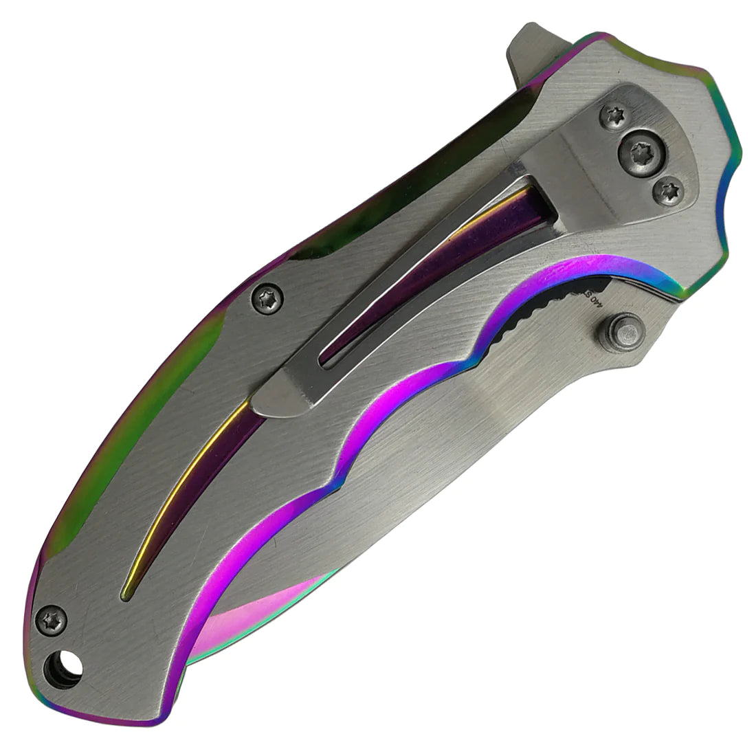 Falcon 7 3/4 Two Tones Silver & Rainbow Metal Handle - KS3309RB