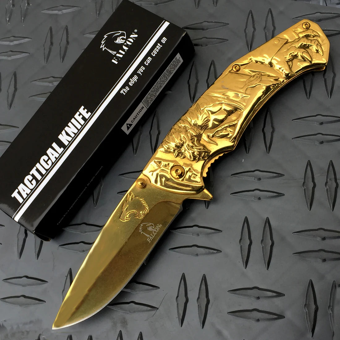 Falcon 3 1/2" Gold Blade Spring Assisted Knife - KS33237GD