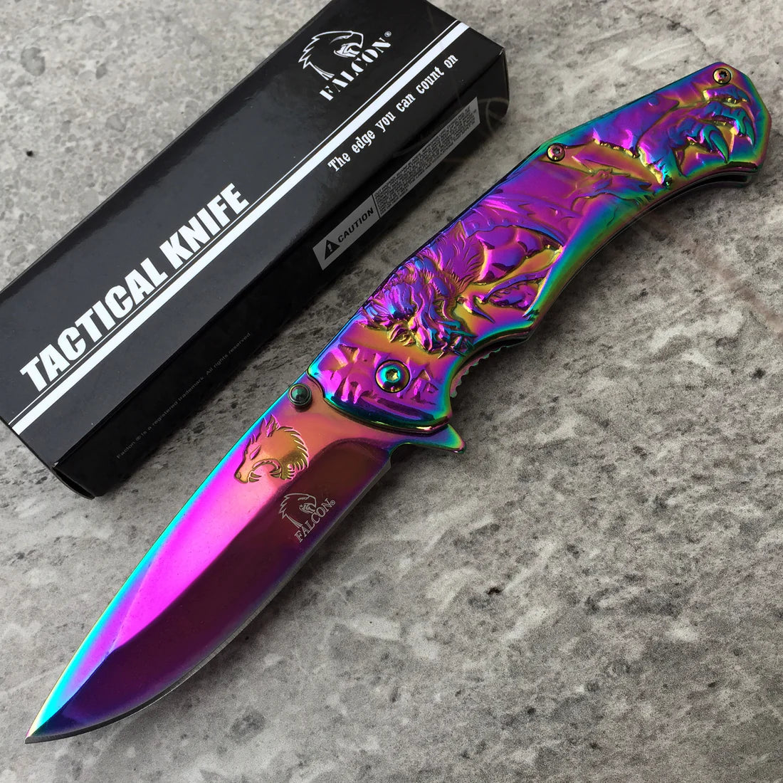 Falcon 3 1/2" Rainbow Blade Spring Assisted Knife - KS33237RB