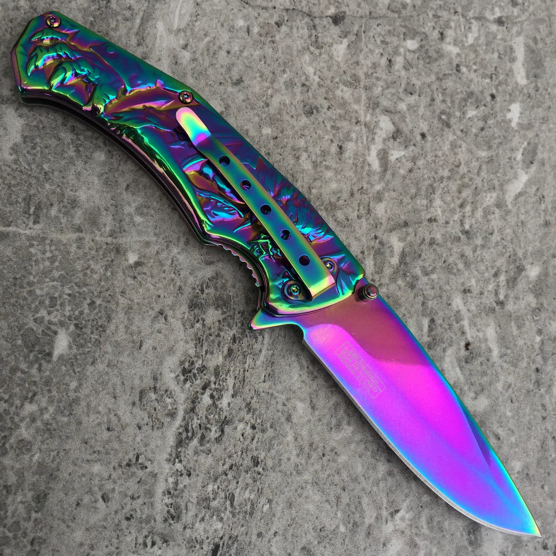 Falcon 3 1/2" Rainbow Blade Spring Assisted Knife - KS33237RB