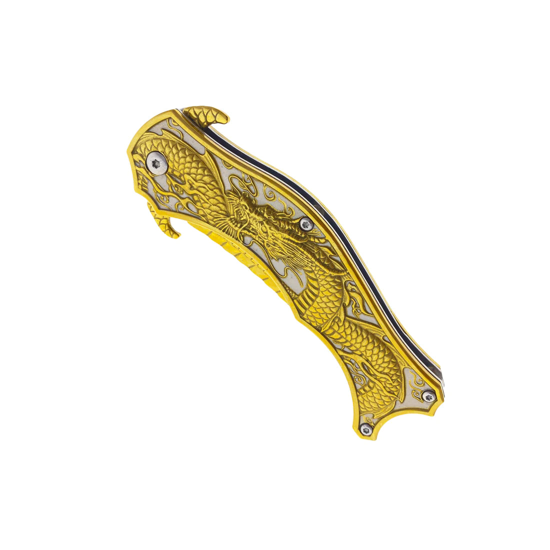 Falcon 8" Spring Assisted Knife W/ Gold Dragon Handle - KS3604GD