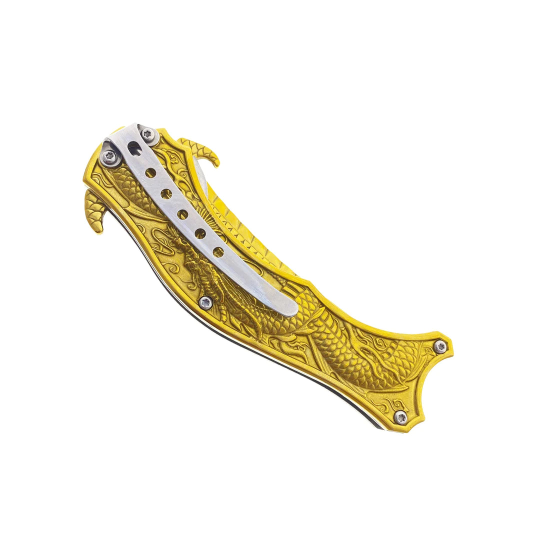 Falcon 8" Spring Assisted Knife W/ Gold Dragon Handle - KS3604GD