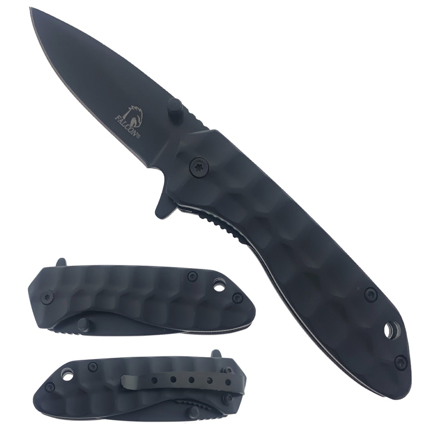 Falcon 2-3/4" mirror glass titanium blade & 3.75" Handle Black - KS3776BK