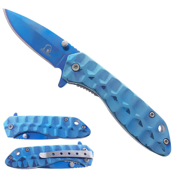 Falcon 2-3/4" mirror glass titanium blade & 3.75" Handle Blue - KS3776BL