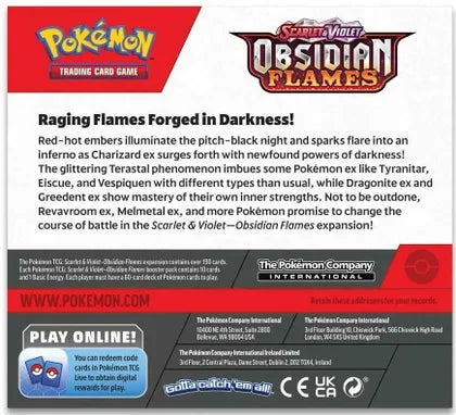 Pokemon Scarlet and Violet 3 Obsidian Flames Booster - Obsidian Flames (SV03)- NDPKSV3B