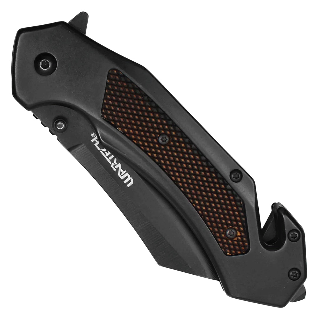 Wartech 8.5" Spring Assisted Pocket Knife with Black Textured Cleaver handle - PWT122BK
