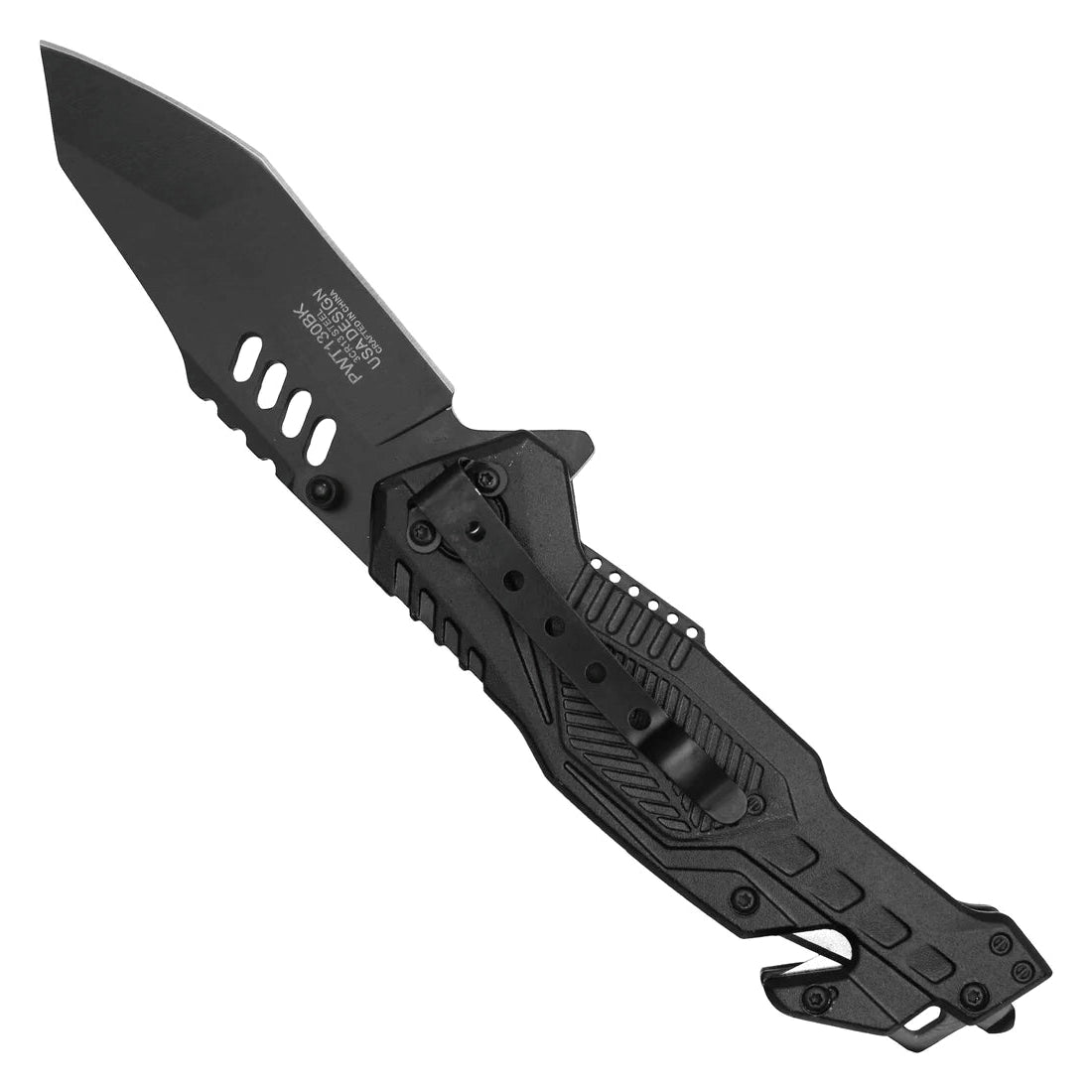 Wartech 8.5" Black Tactical Spring Assisted Pocket Knife - PWT130BK