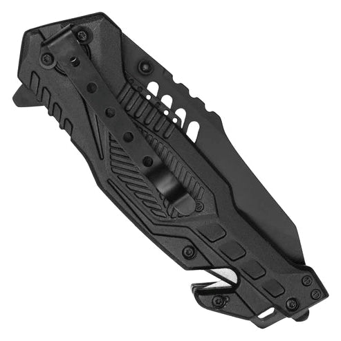 Wartech 8.5" Black Tactical Spring Assisted Pocket Knife - PWT130BK