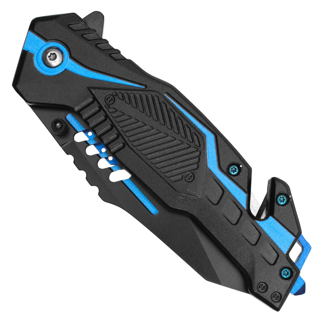 Wartech 8.5" Blue Stripe Tactical Spring Assisted Pocket Knife - PWT130BL
