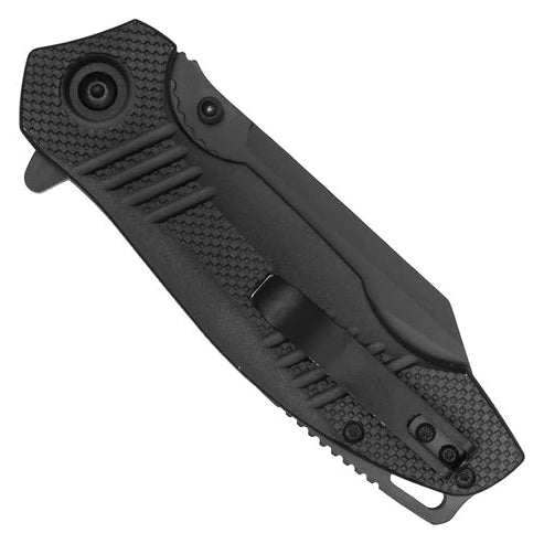 Wartech 8.25" Tactical Black Spring Assisted Pocket Knife - PWT131BK