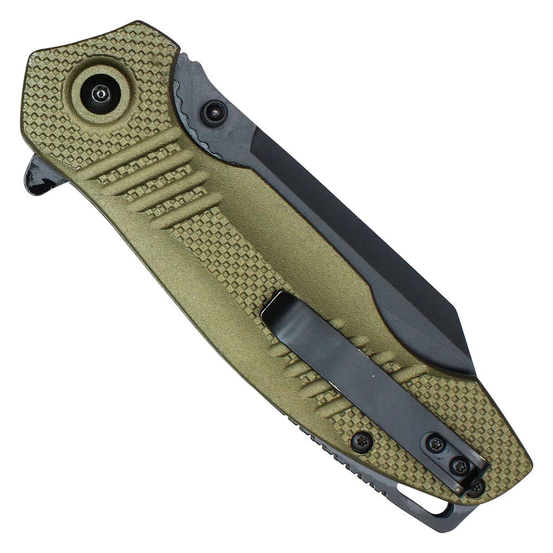 Wartech 8.25" Tactical Spring Assisted Pocket Knife with Green Handle - PWT131DE