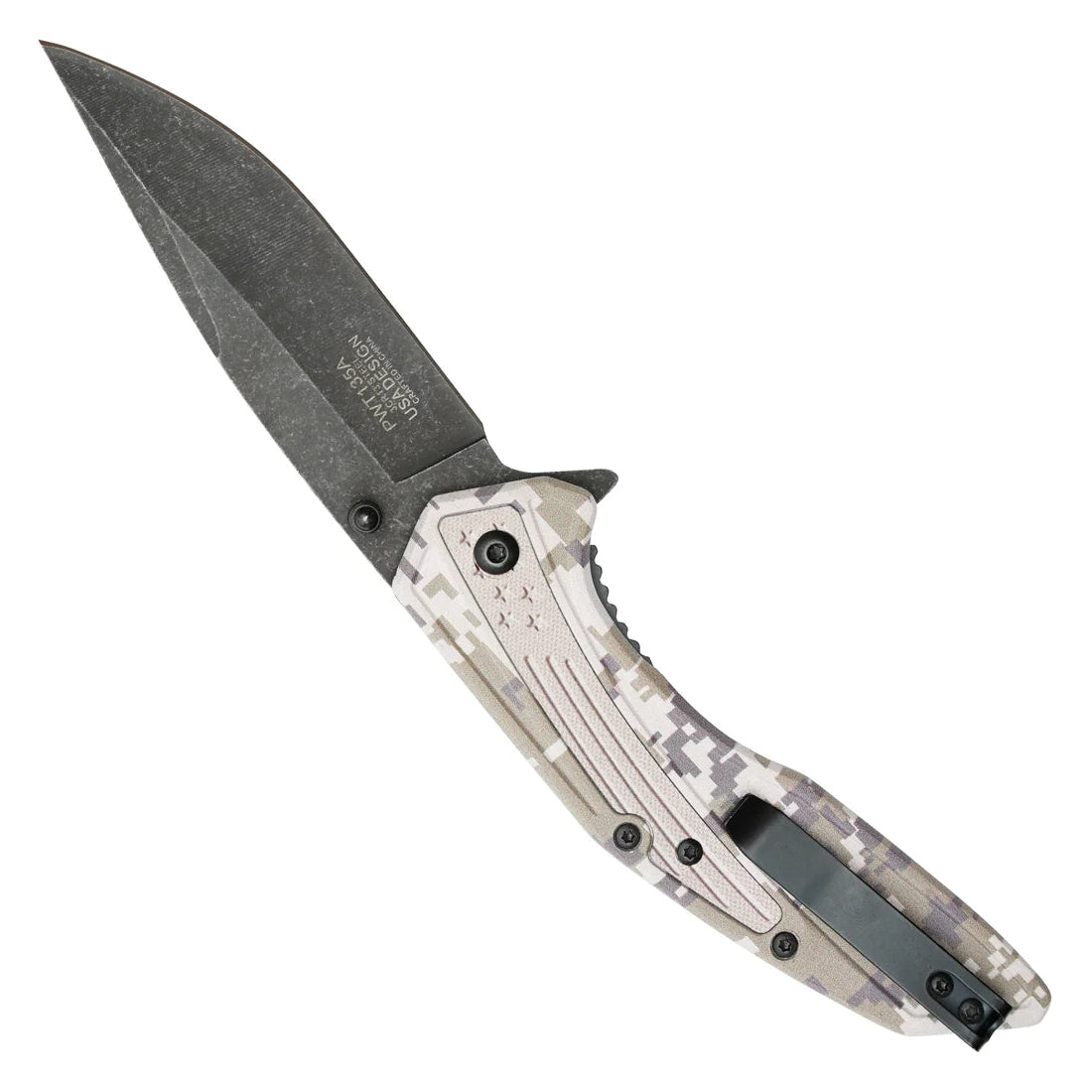 Wartech 8.5" stonewashed Pocket Knife with Tundra Camo Print handle - PWT135A