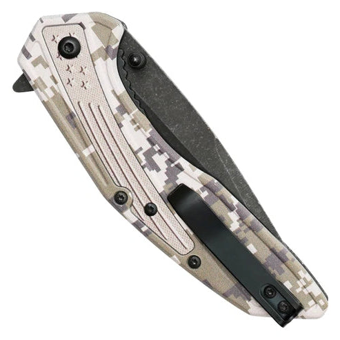 Wartech 8.5" stonewashed Pocket Knife with Tundra Camo Print handle - PWT135A
