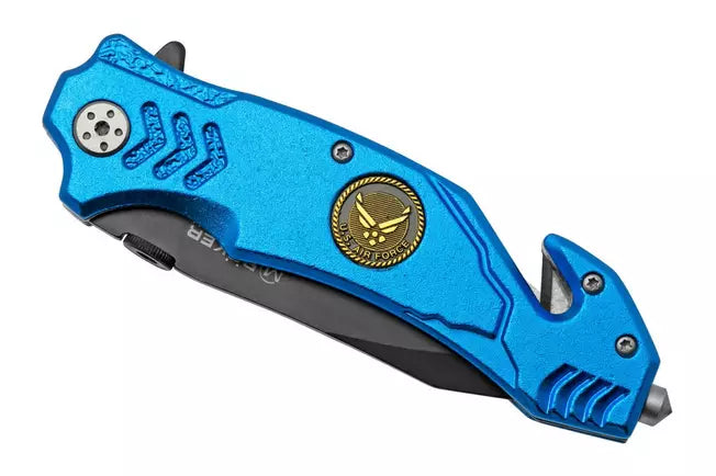 8" Spring Assist Air Force Blue Pocket Knife - T1047051AF