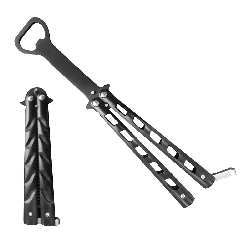 8.25" Matte Black Butterfly bottle Opener with vented Handle - T205604BK-6