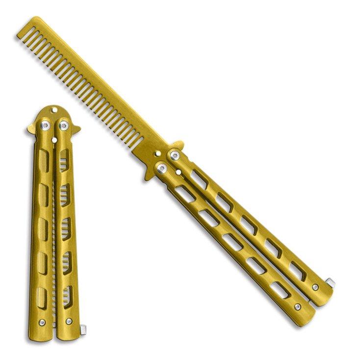 8.75" Matte Gold Butterfly Comb with vented Handle - T205604G-1