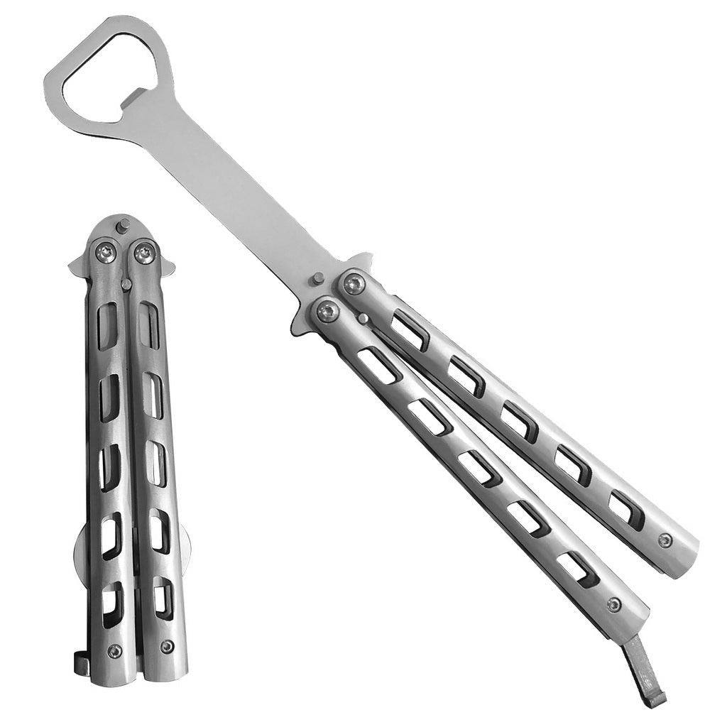 8.25" Matte Silver Butterfly bottle Opener with vented Handle - T205604S-6