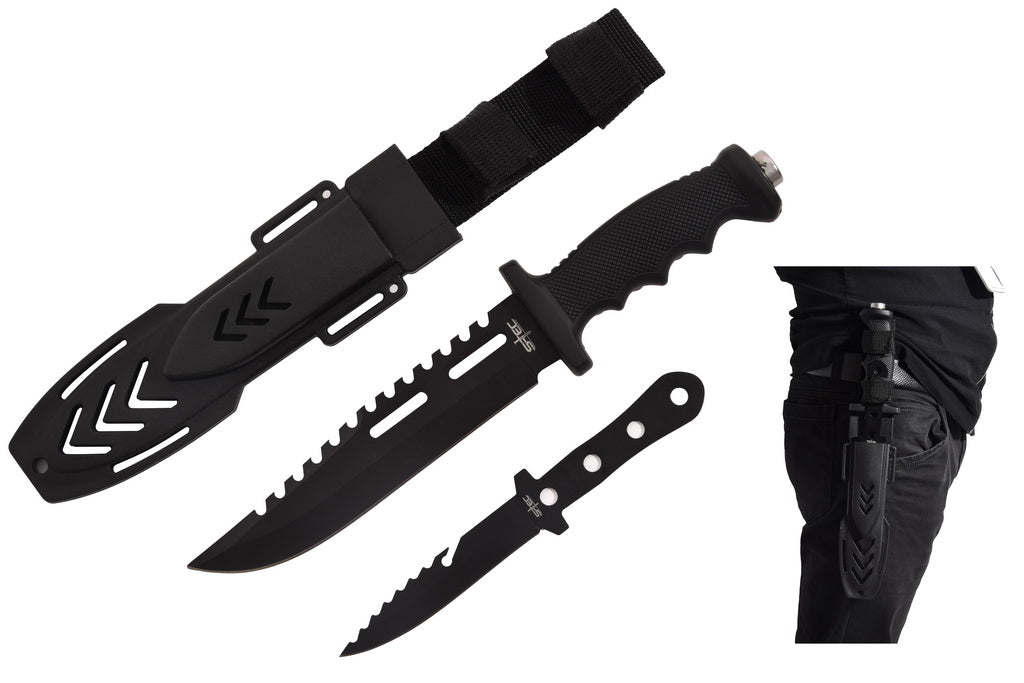 11.5" S-TEC Tactical Knife w/ ABS sheath & 8″ Throwing knife - T22189BKPD