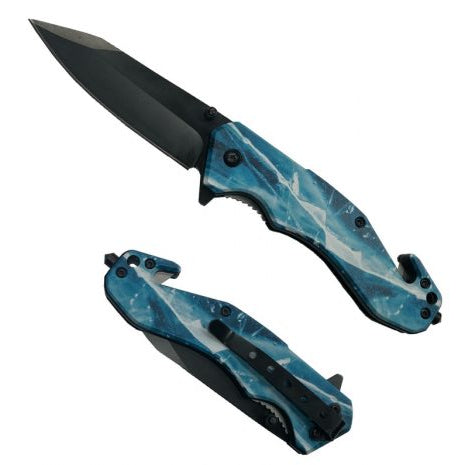 8″ UV Printed ABS Spring Assisted Folding Knife -T27019-4