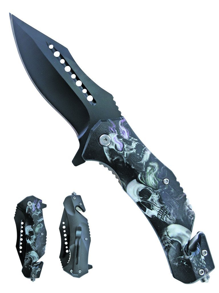 8.5″ 3D Printed Handle Folding Knife w Belt Cutter G. Breaker - T27103-2