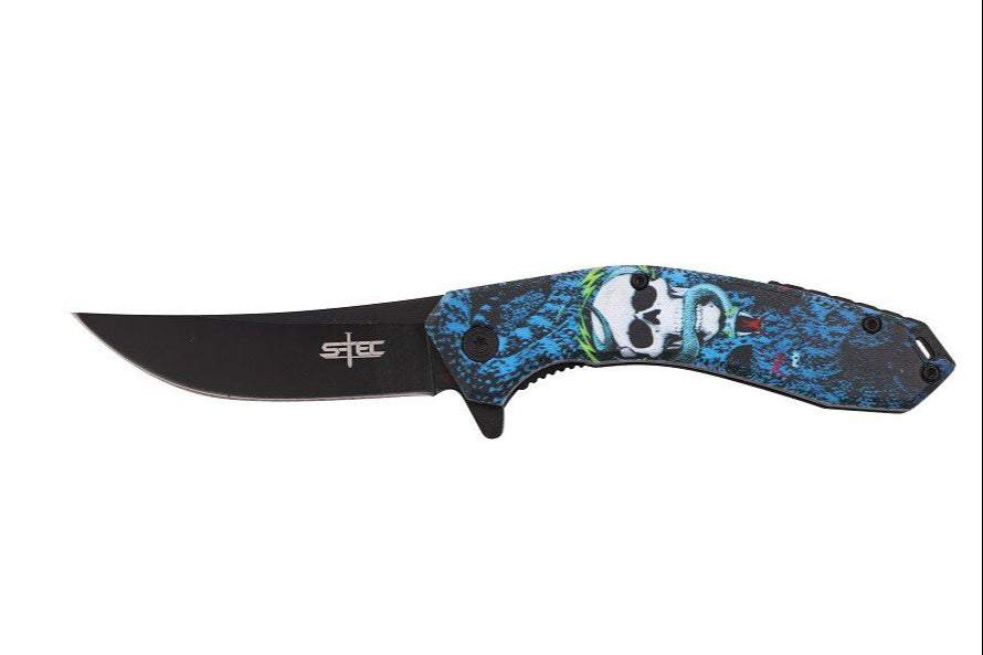 7.75″ ABS Handle Assisted Folding Knife w/ Graphic -Skull & Snake- T271210-2