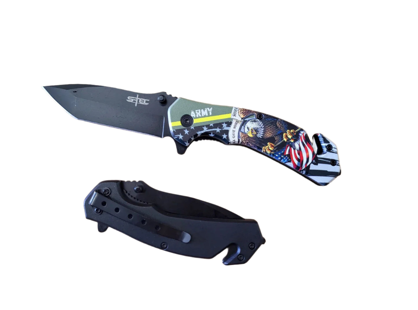 7.75″ ABS Handle Assisted Folding Knife w/ Graphic (ARMY Eagle)- T271212-3