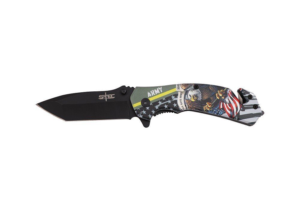 7.75″ ABS Handle Assisted Folding Knife w/ Graphic (ARMY Eagle)- T271212-3