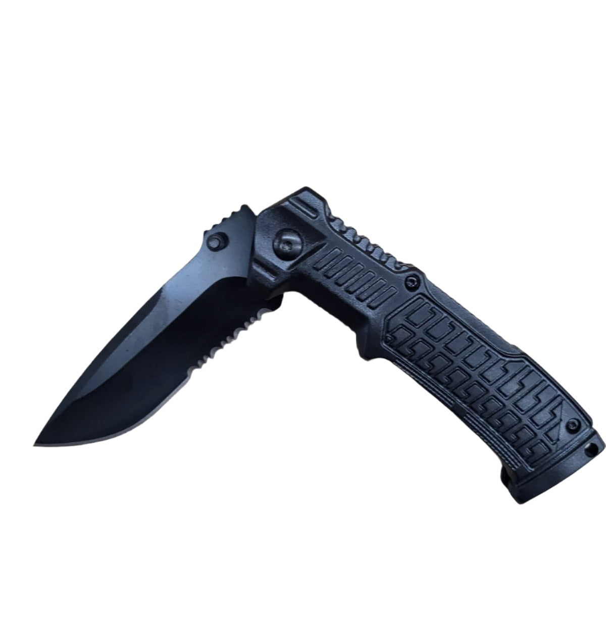 8 1/2″ Spring Assisted Knife Drop Point Half Serrated Knife - T271659