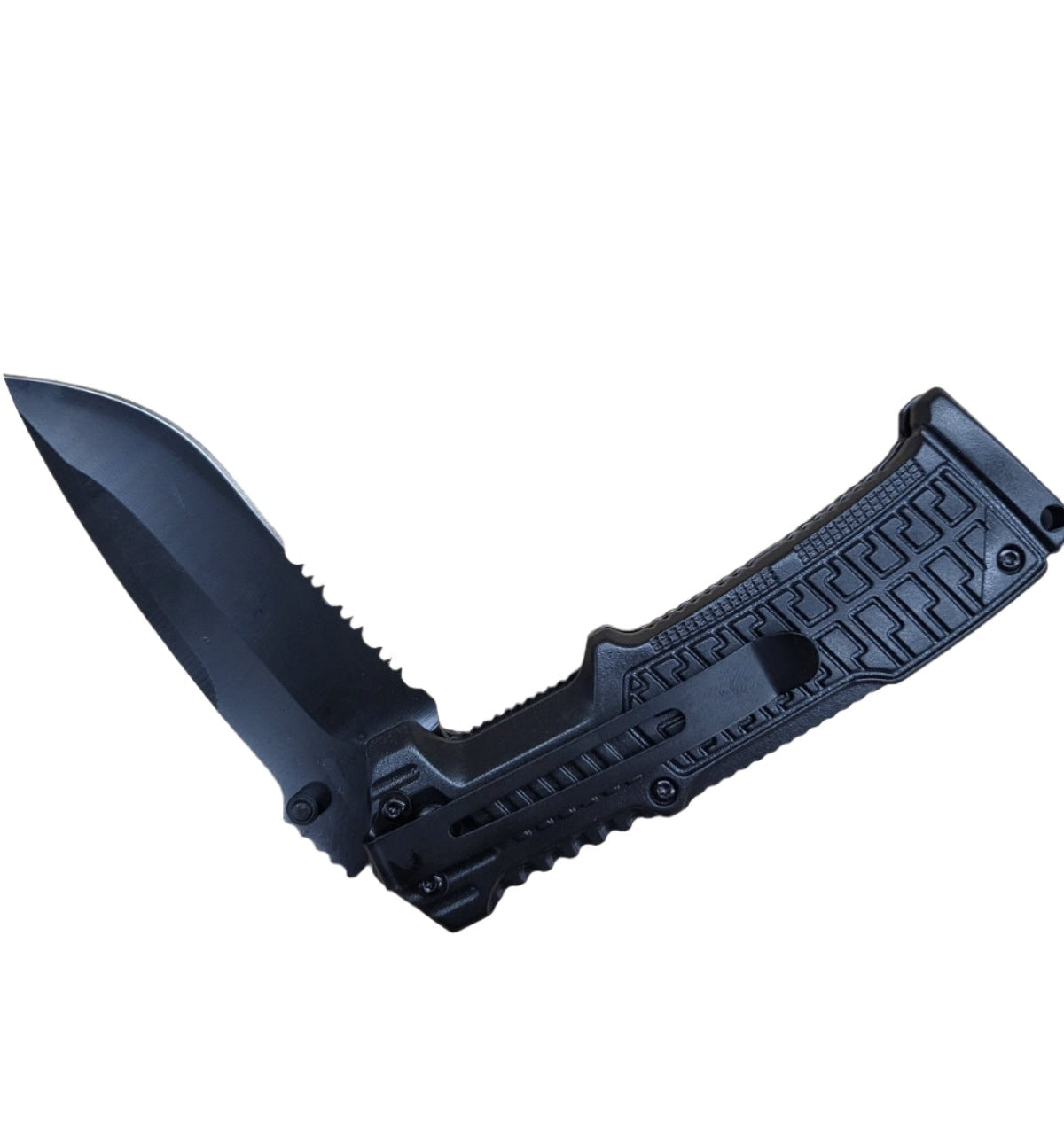 8 1/2″ Spring Assisted Knife Drop Point Half Serrated Knife - T271659
