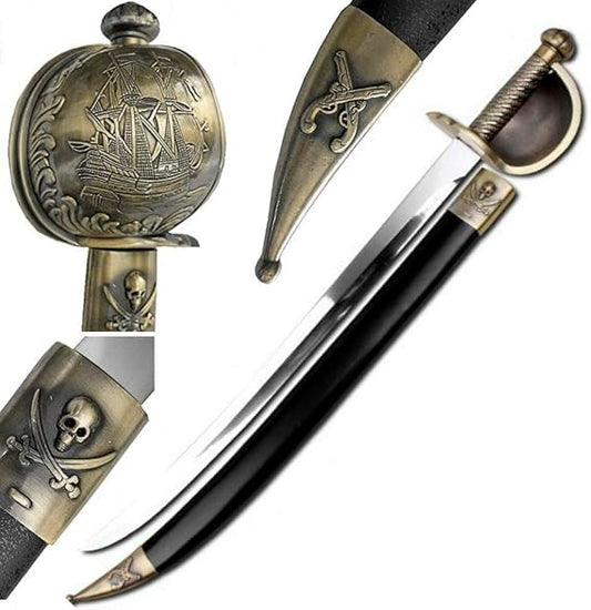 31 1/2″ Pirate Cutlass Sword with Pirate Ship on Handguard - T614913