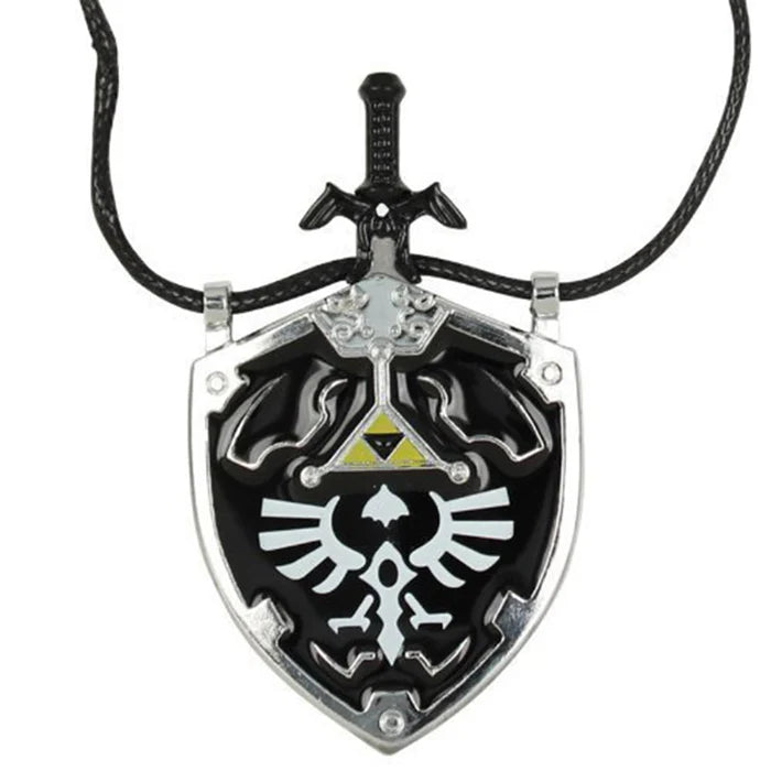 Metal Fantasy Shield Master Sword Necklace ( Black) - YC9012-BK