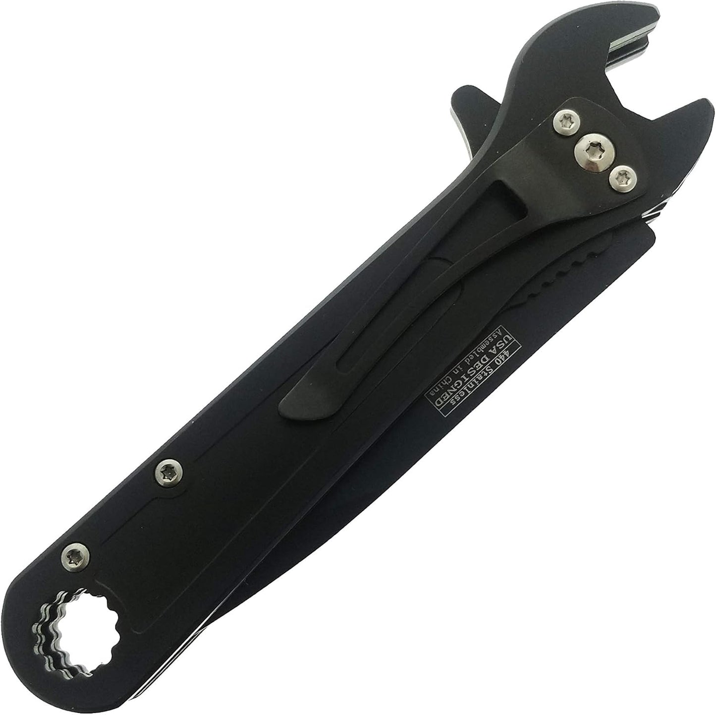 Falcon 7.5" Black Spring Assisted Knife with 12 mm/9 mm Gauge Gauge Wrench Function - KS34248BK