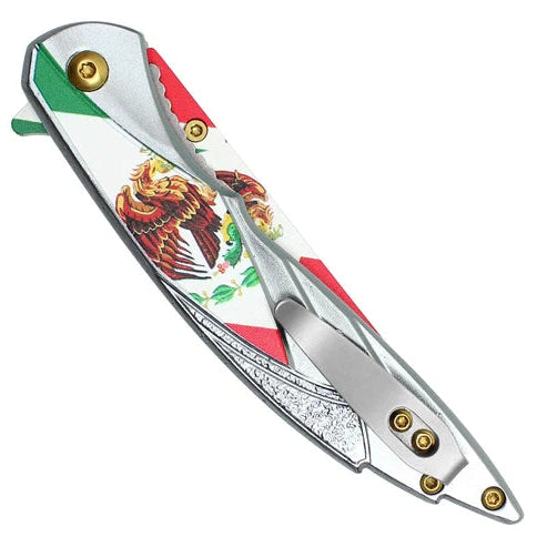 Wartech 8" Silver Mexico Pocket Knife - PWT408M