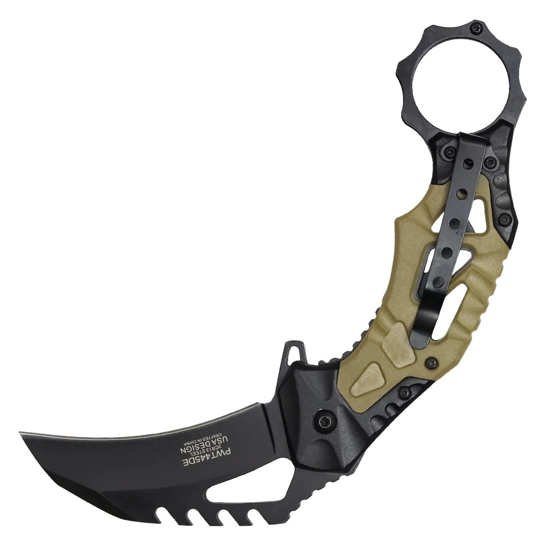 Wartech 7.25" Black & Tan Pocket Karamabit - PWT445DE